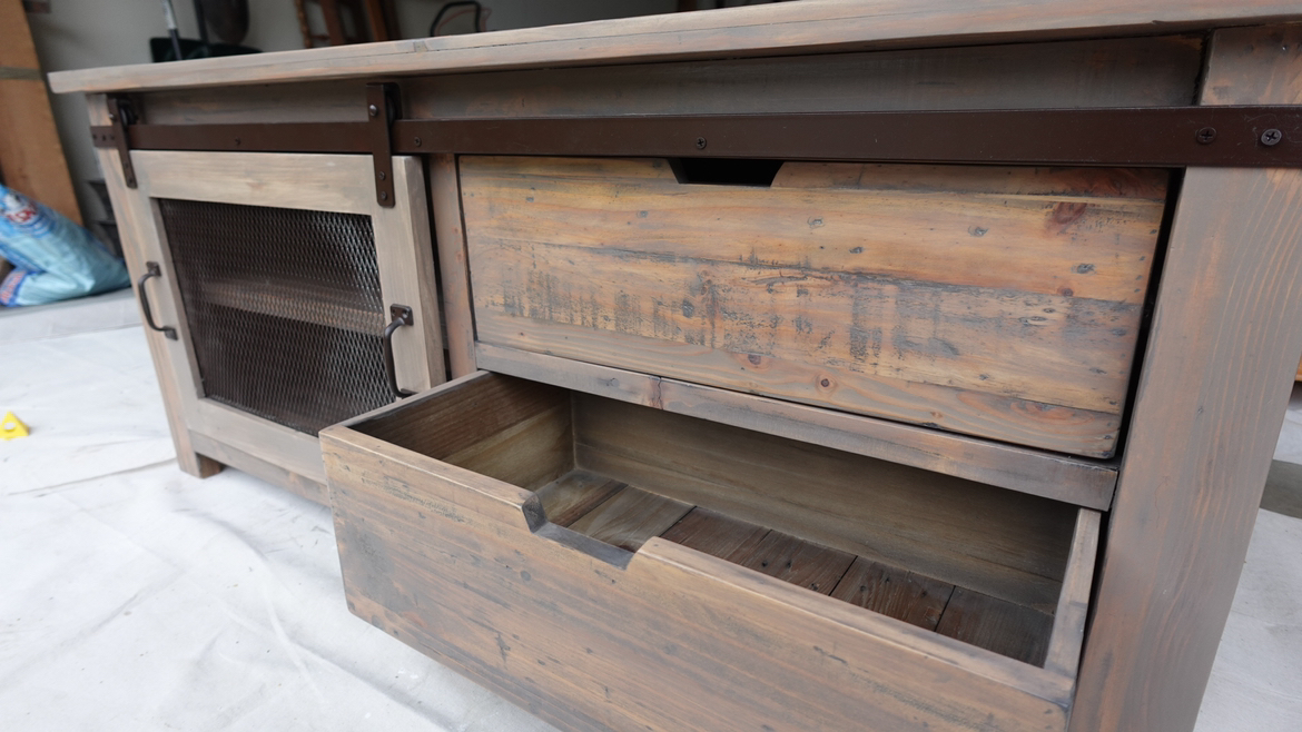 Rustic Refurbished Solid Wood Media Console - photo 3