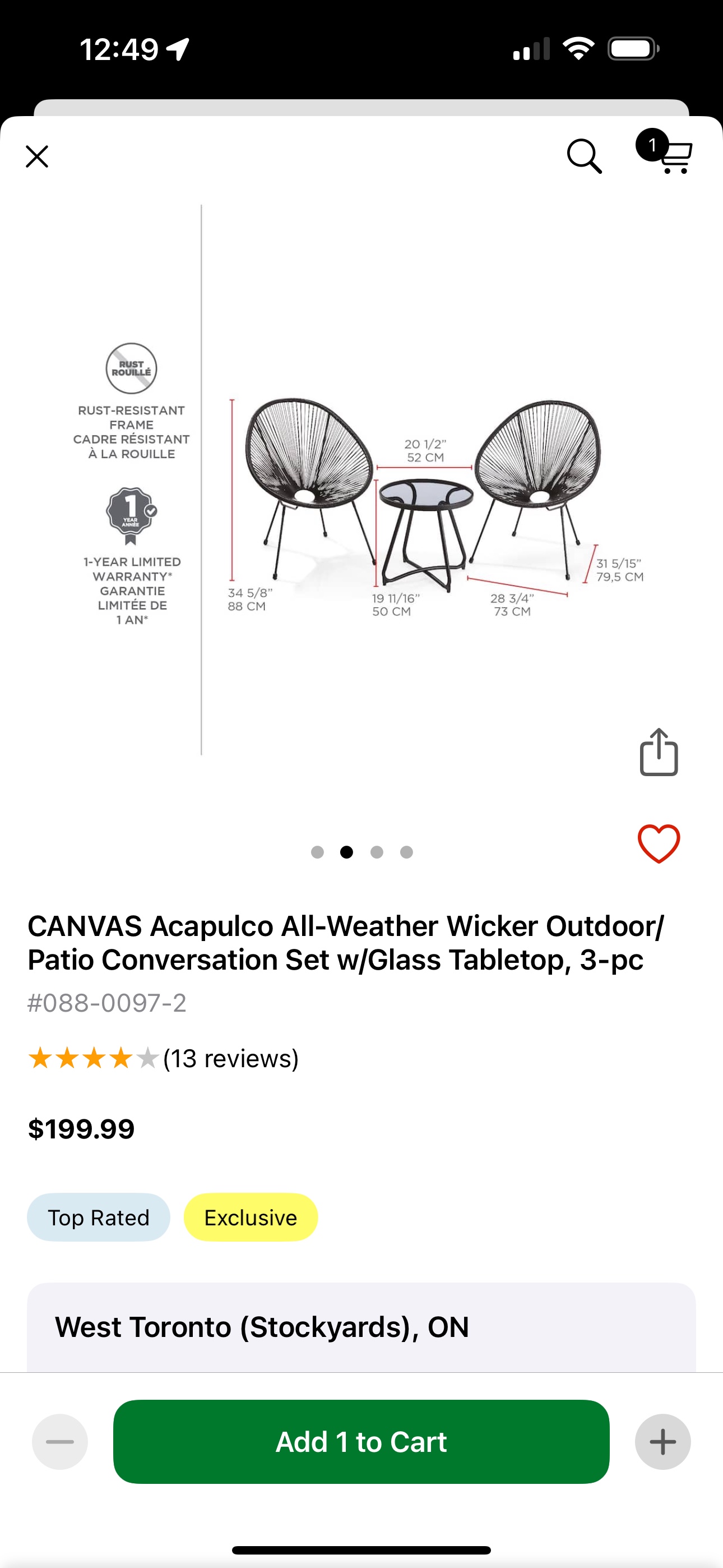 3 -pc Patio Set CANVAS - photo 4