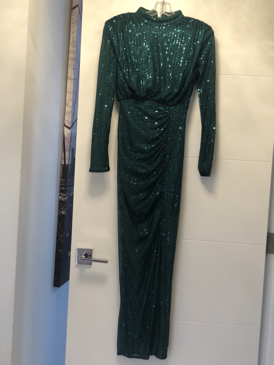 Green sequin long dress