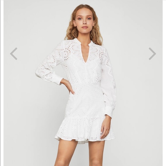 BCBG white bridal eyelet long-sleeved mini dress thumbnail