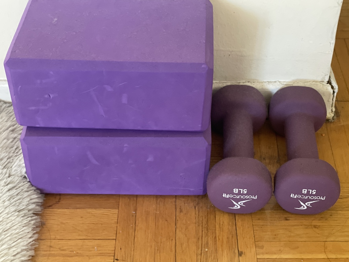 Yoga blocks and weights