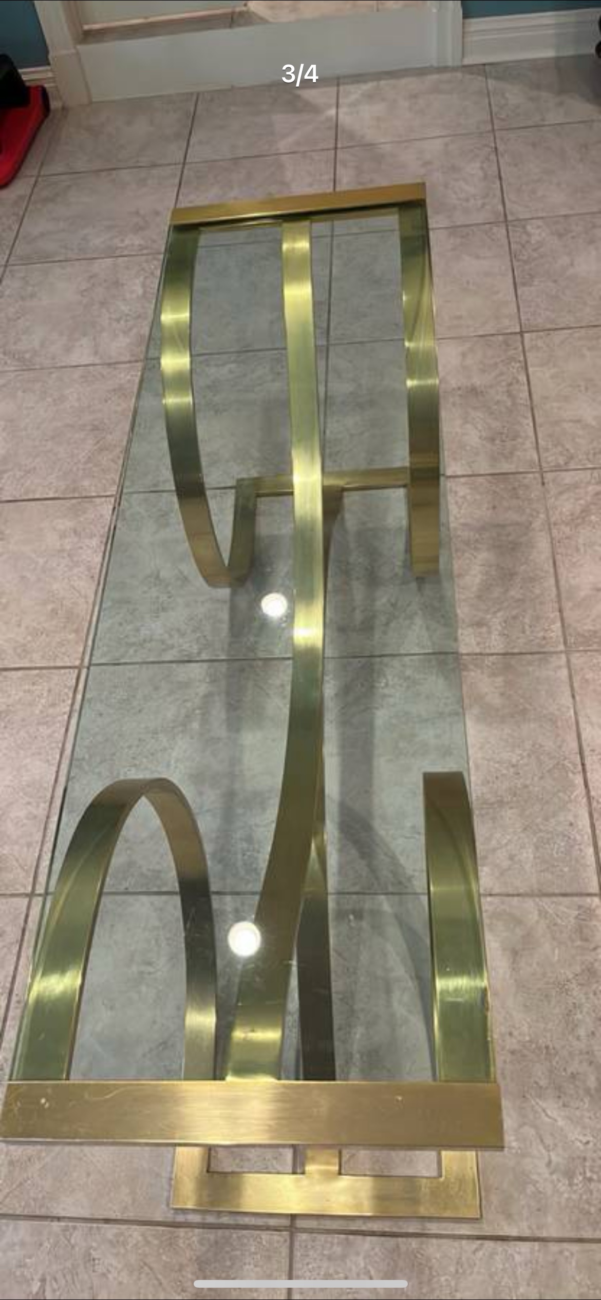 glass Console sofá table gold frame - photo 3