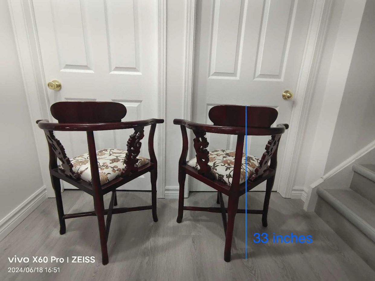 Set of 4 solid Cherry wood Dining Arm corner oriental Chairs - photo 3