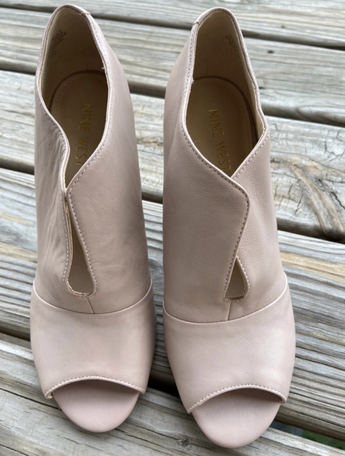 Nine West Artissa Nude Ankle Peep Toe Booties size 7.5