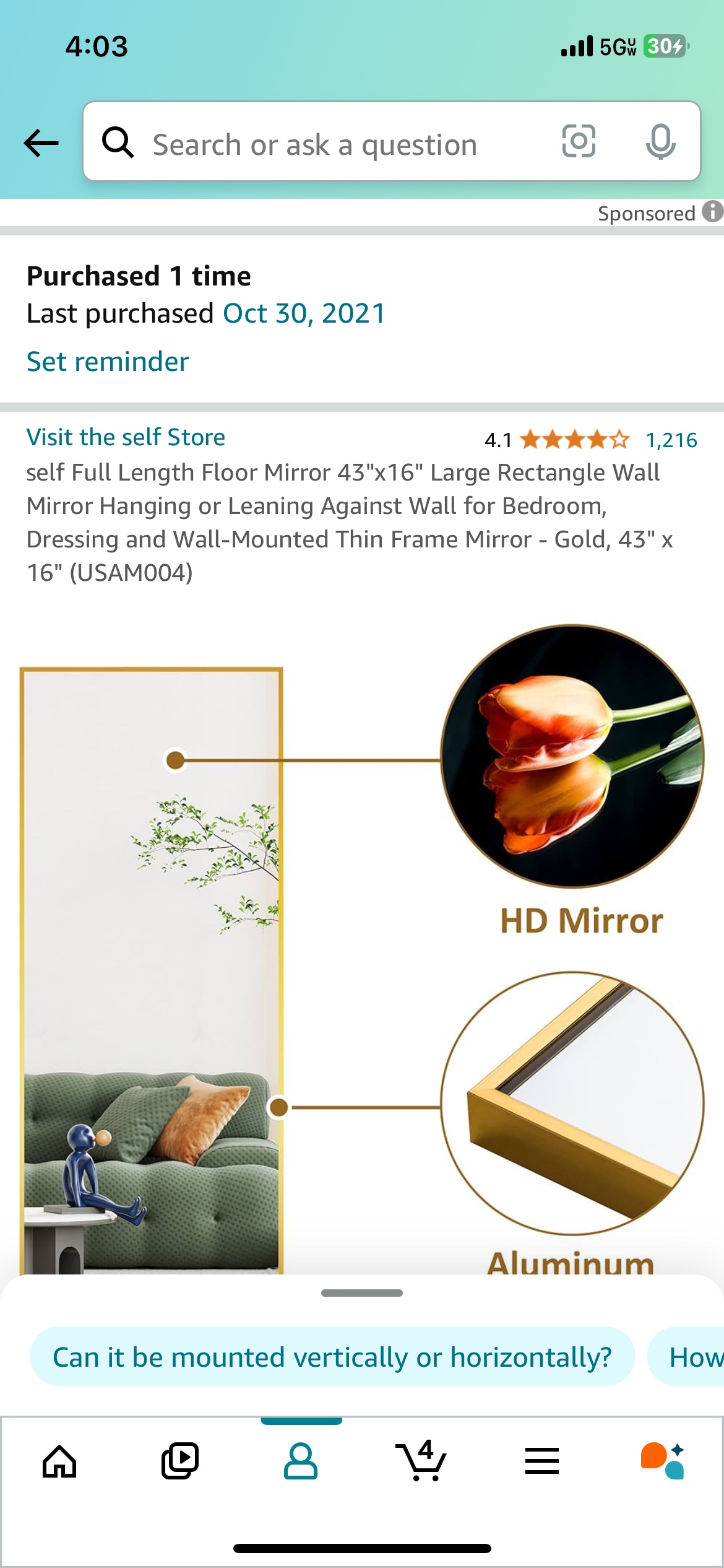 Wall Mount Full Length Mirror - photo 3