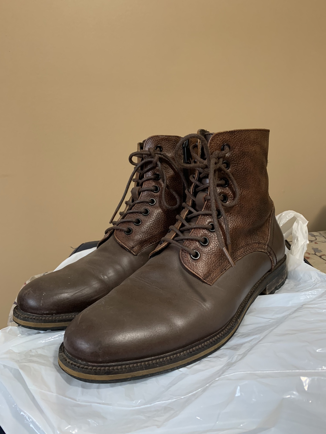 Brown leather boots, men 10-10.5 thumbnail