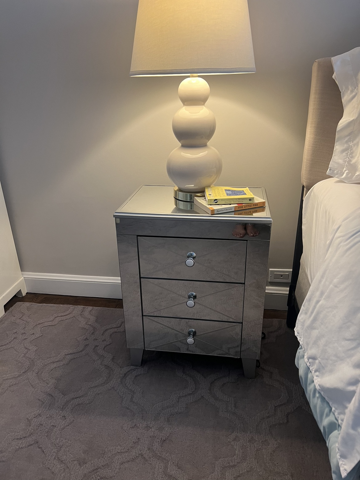 Mirrored 3 Drawer Nightstands (Set of 2) - photo 2