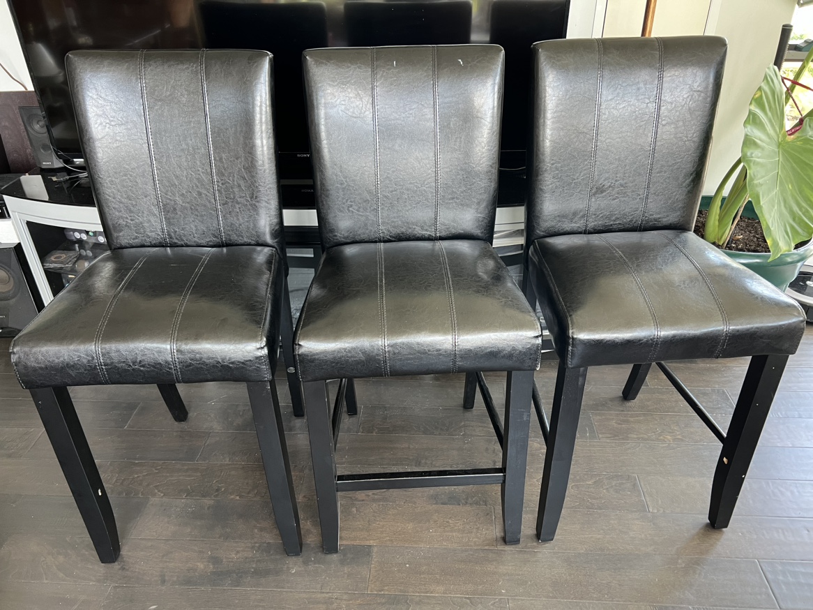 Black Faux Bar Chairs (3) thumbnail