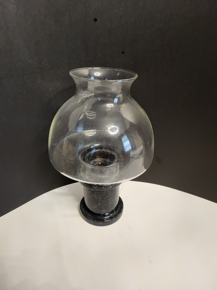 Marble and Glass Hurricane Lamp  11" x 7"