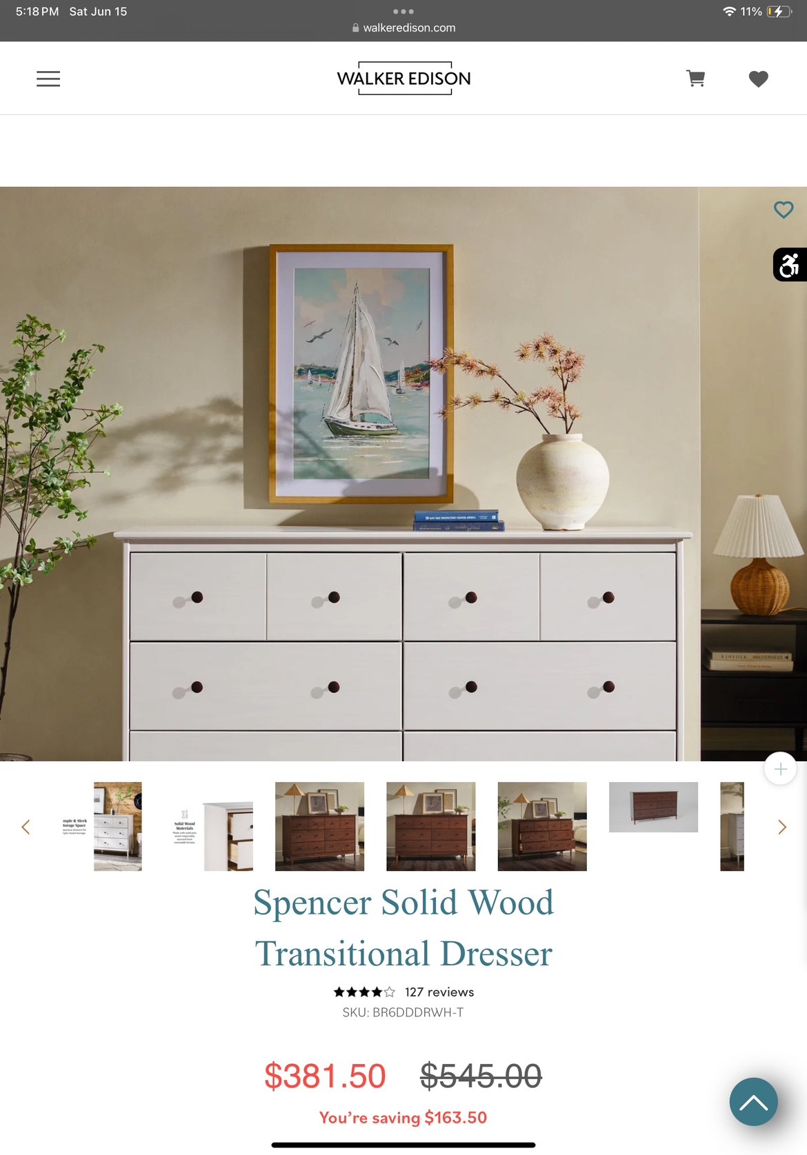 White Dresser - 6 Drawer - photo 2