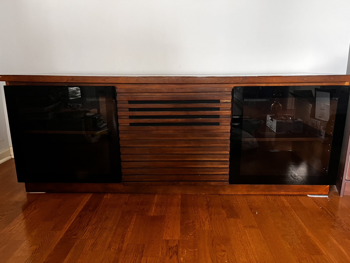 Solid wood TV unit in brown