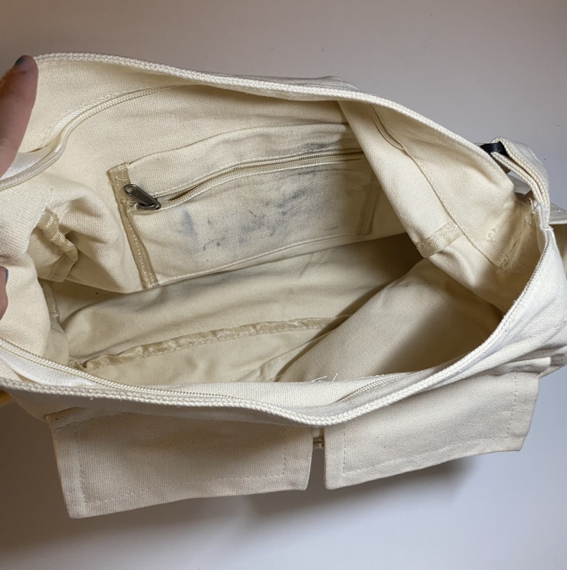 Large canvas messenger bag, fits laptop, completes cute outfits💫 image indicator(2)