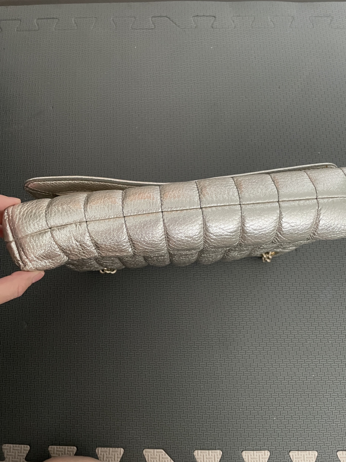 Kate Spade quilted gold clutch image indicator(4)