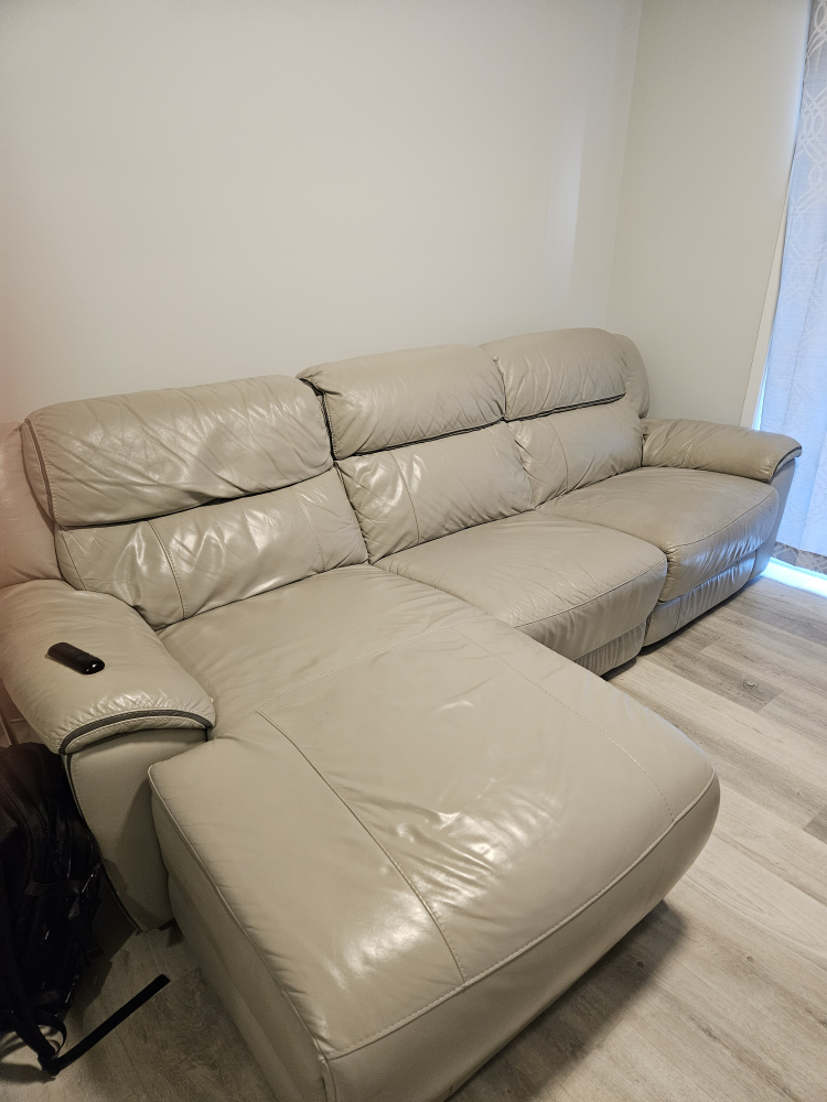 3 pc real leather sofa with power recliner