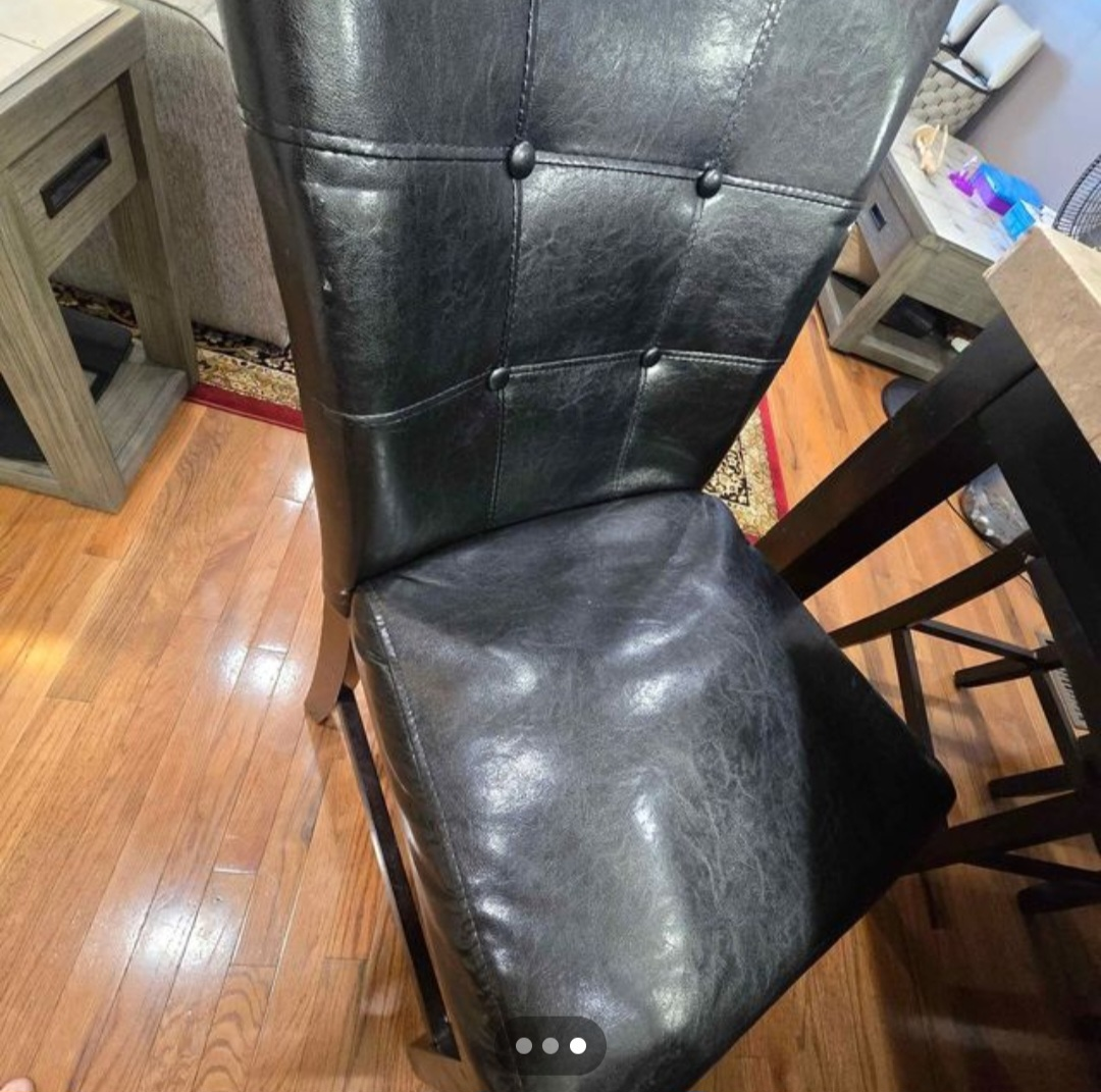 dinning tablet with granite top with 8 leather chairs - photo 2