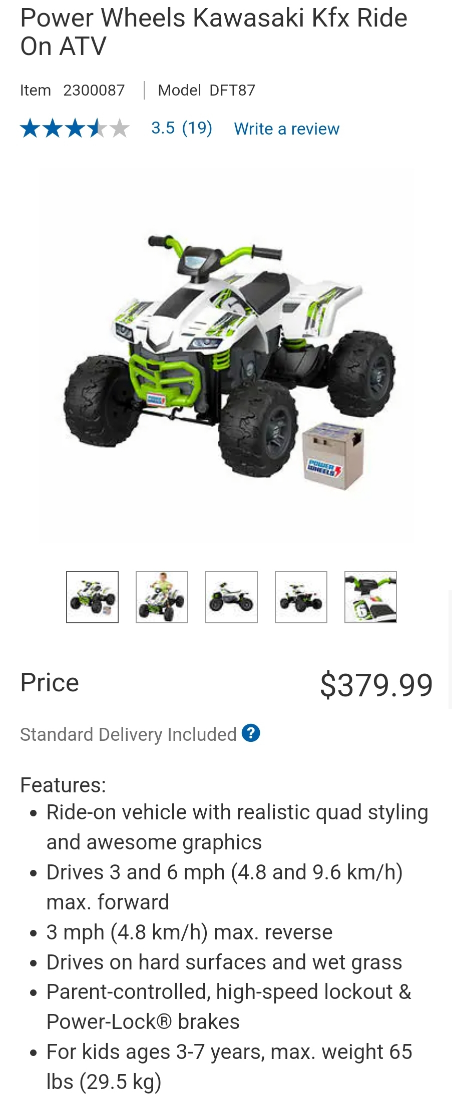 MOVING OUT SALE! Costco ATV for kids