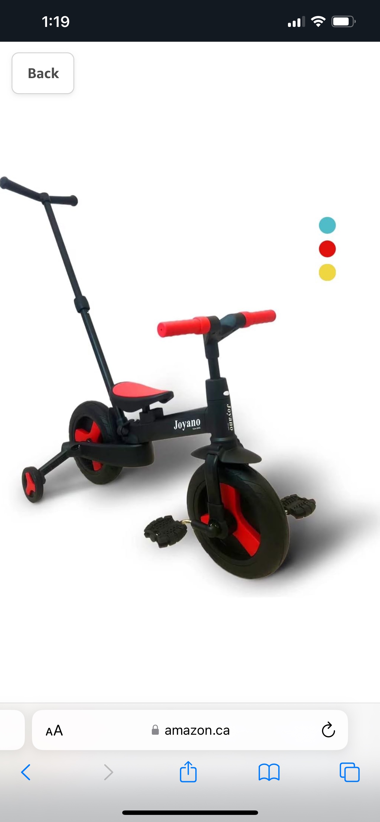 Joyano 5-in-1 Foldable Kids Tricycle (RED) - photo 2