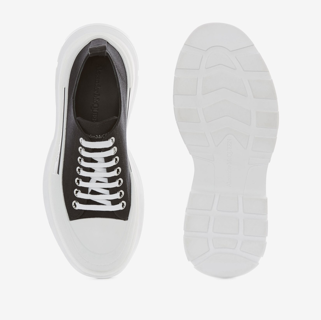 Alexander McQueen Tread Slick Lace Up Shoes - Black/White - photo 4