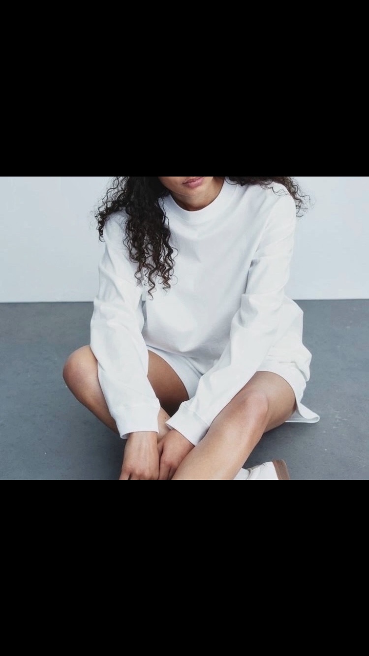 H&M Women’s White Long Sleeved 100% Cotton Jersey Shirt Size M👚🤍 image indicator(7)