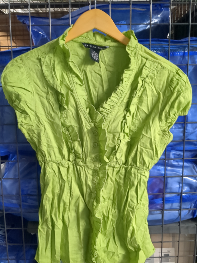 Chartreuse button down blouse-size large