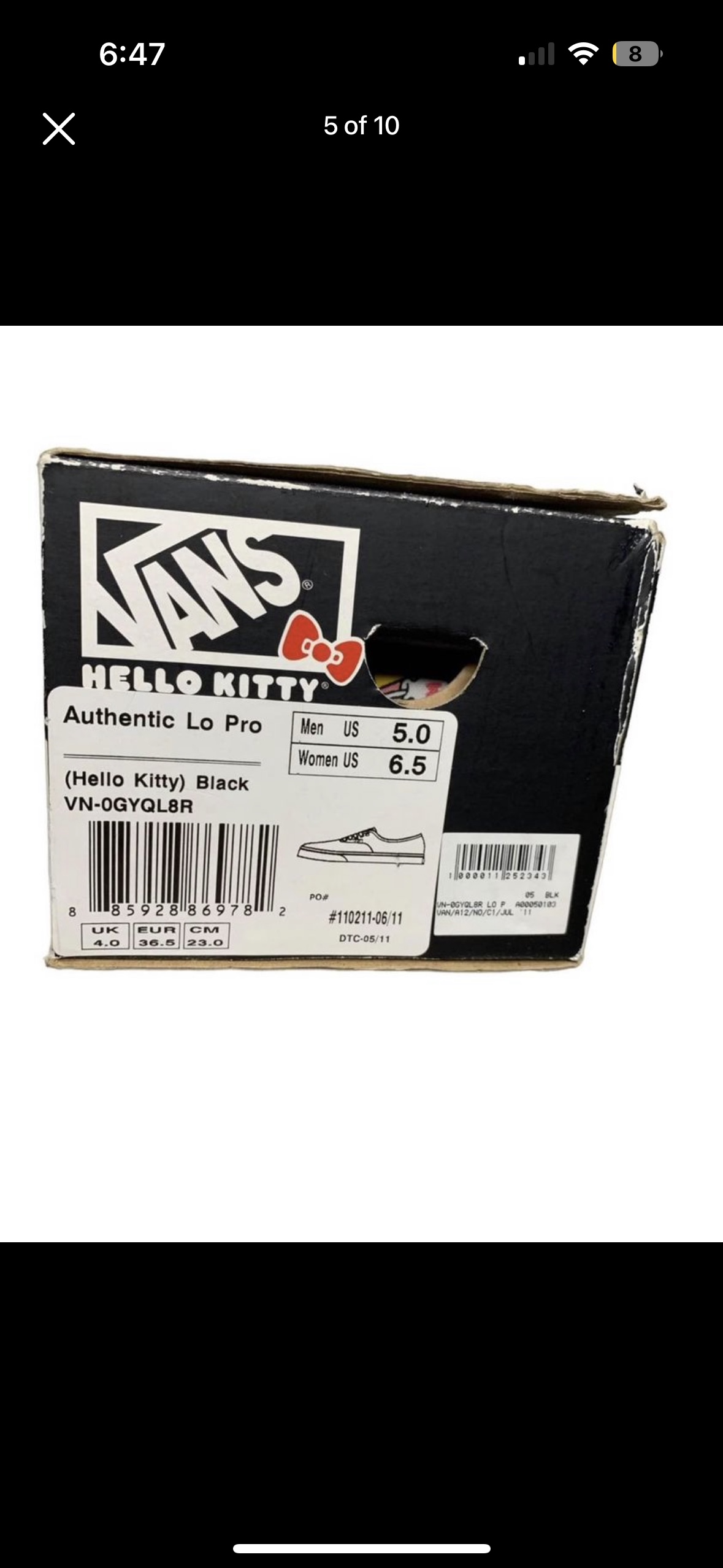 NEW Hello Kitty Vans Shoes Size 6.5 - photo 5