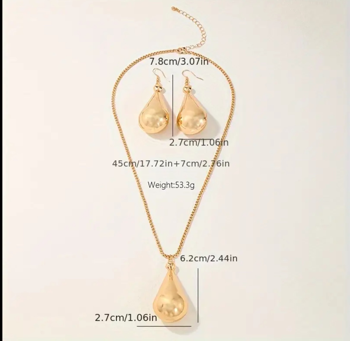 14 k gold plated water drop jewelry set - photo 2