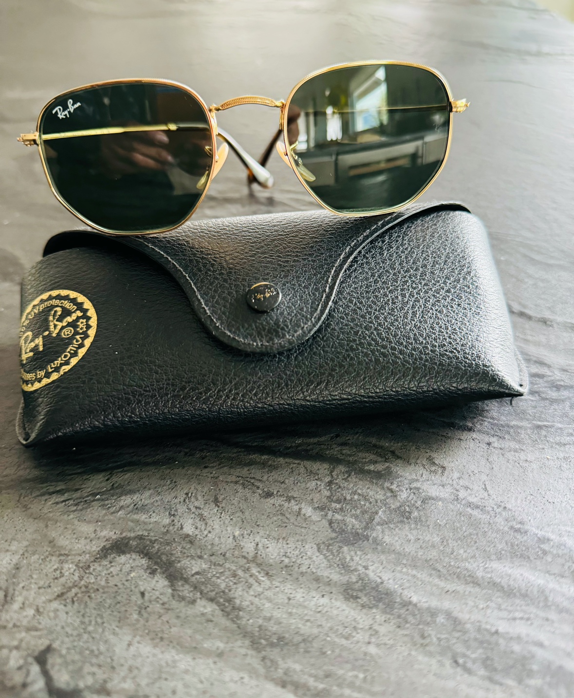 Rayban hexagonal gold frame made in Italy