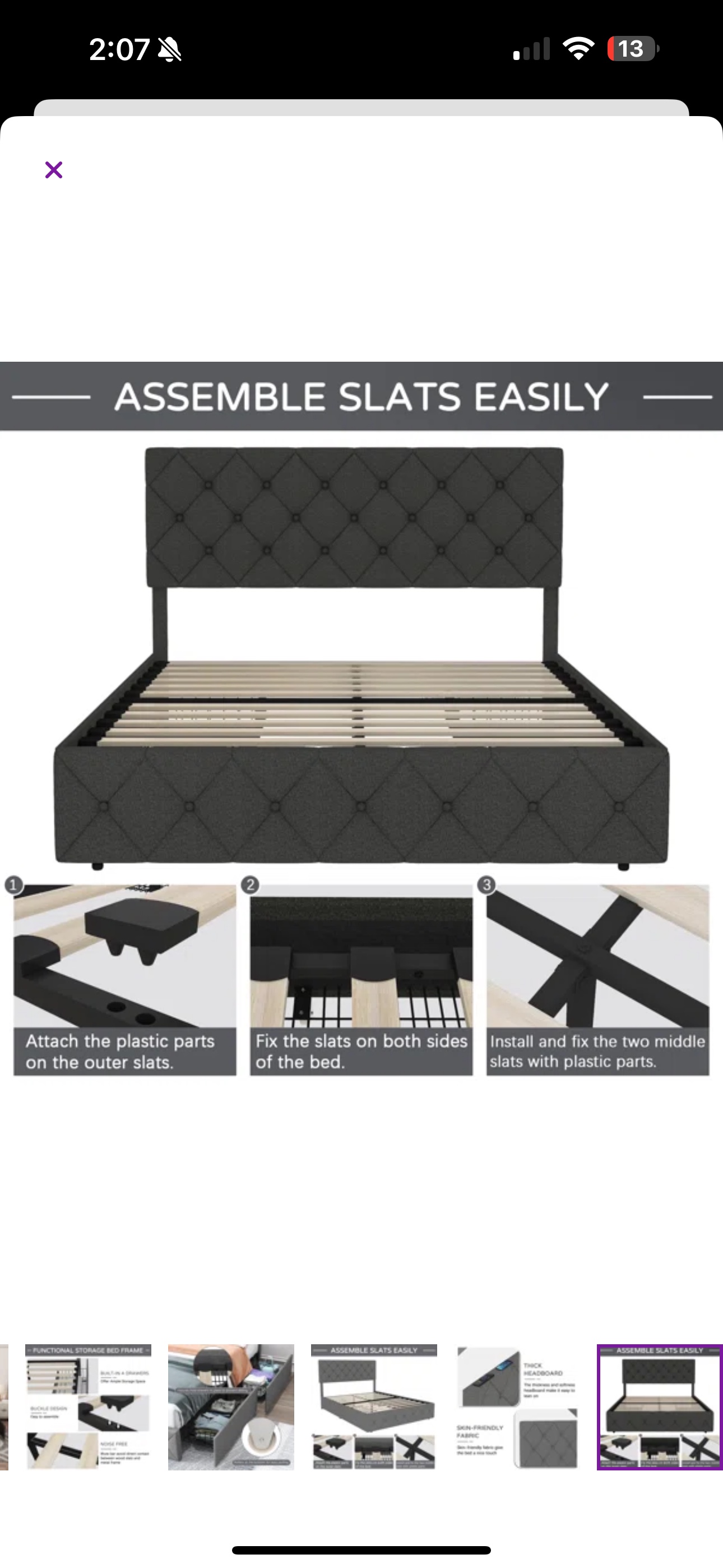 Bed frame, queen size - photo 4