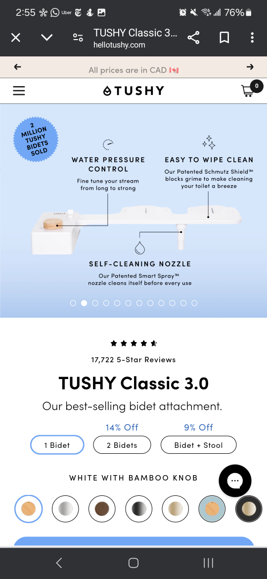 NEW Tushy 3.0 Classic Bidet image indicator(5)