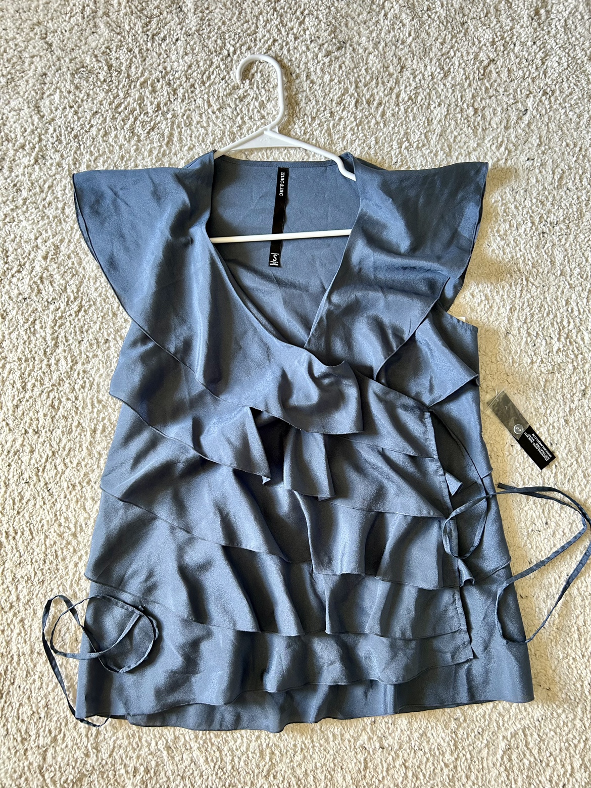 Brand new Satin silk ruffled wrap top - size Small