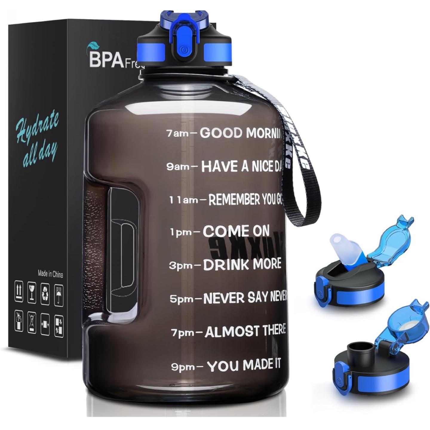 Drinking Water Bottle-128oz Motivational Water Bottle