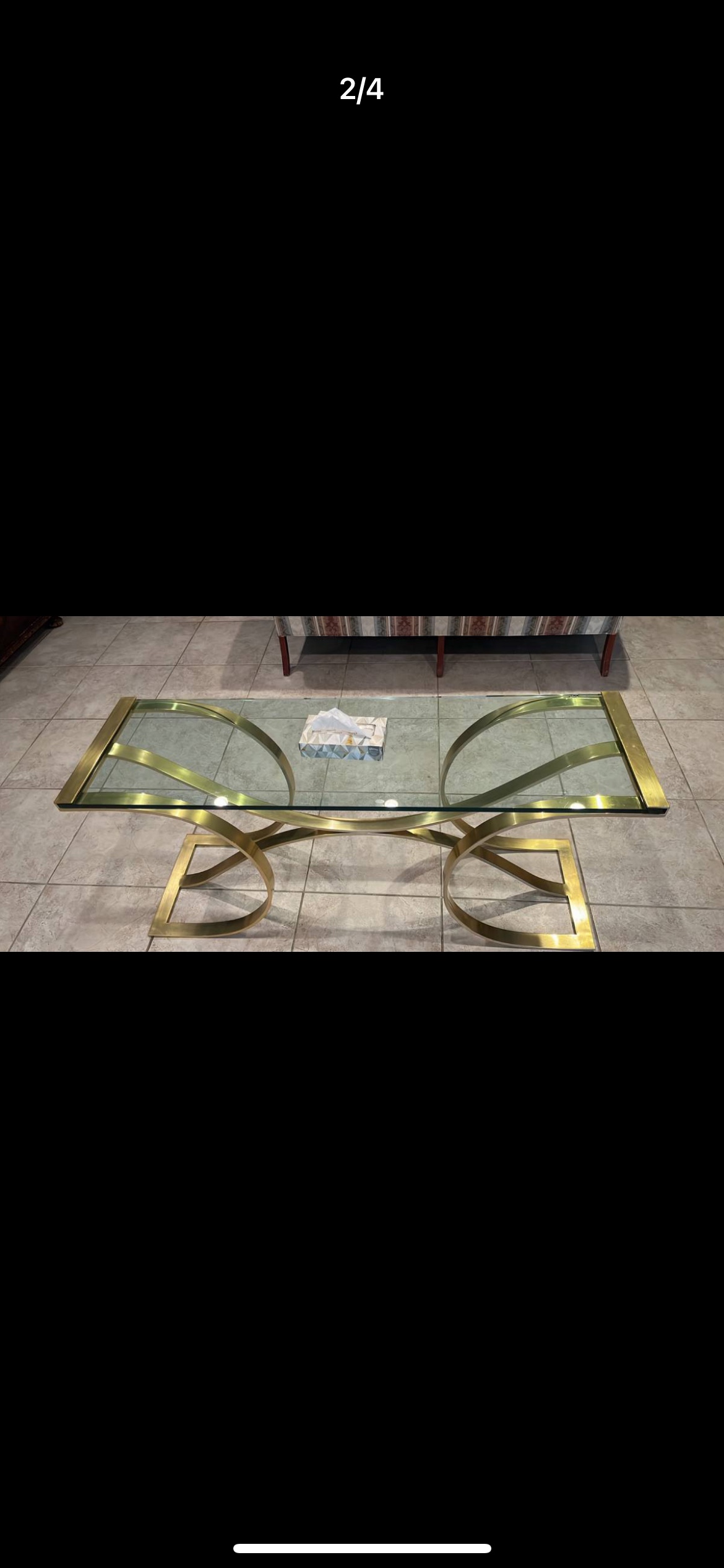 glass Console sofá table gold frame