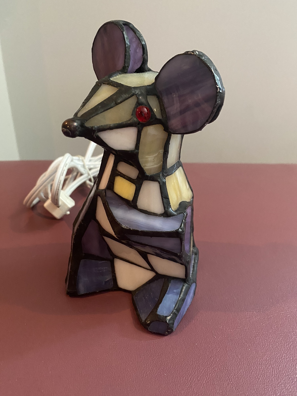 Tiffany Style Stained Glass Mouse Accent Lamp 6" Tall - photo 5