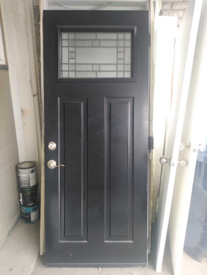 Exterior door with fram and storm door