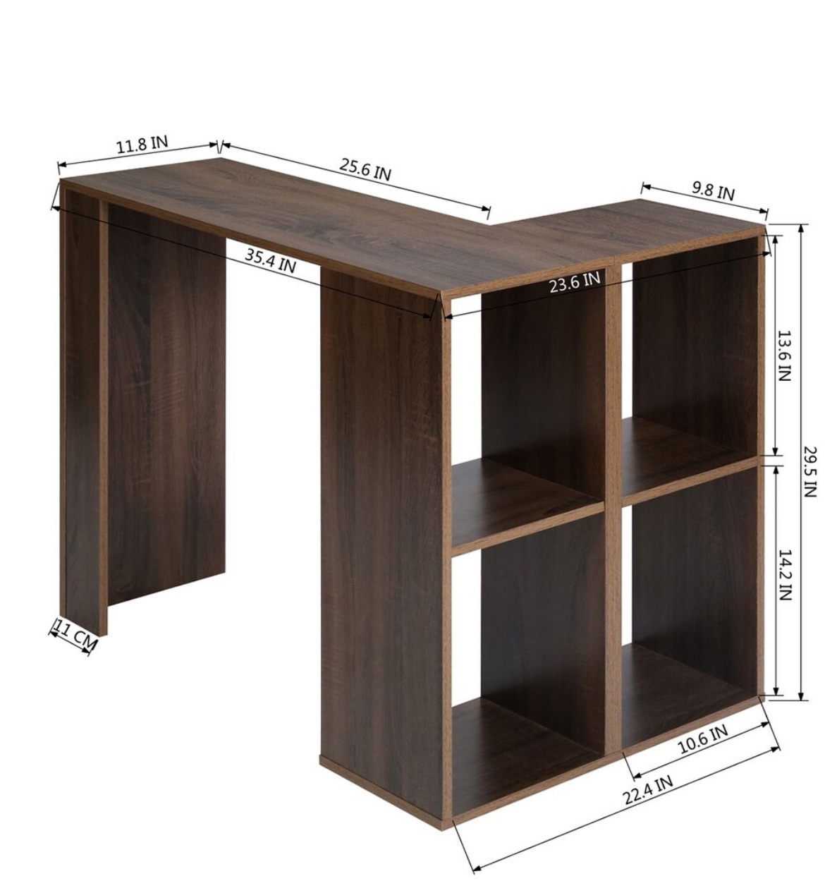 Brown wooden L-shaped office desk - photo 3