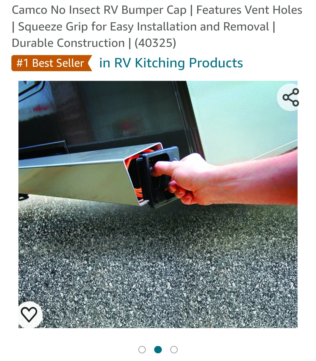 Camco No Insect RV Bumper Cap | Features Vent Holes image indicator(3)