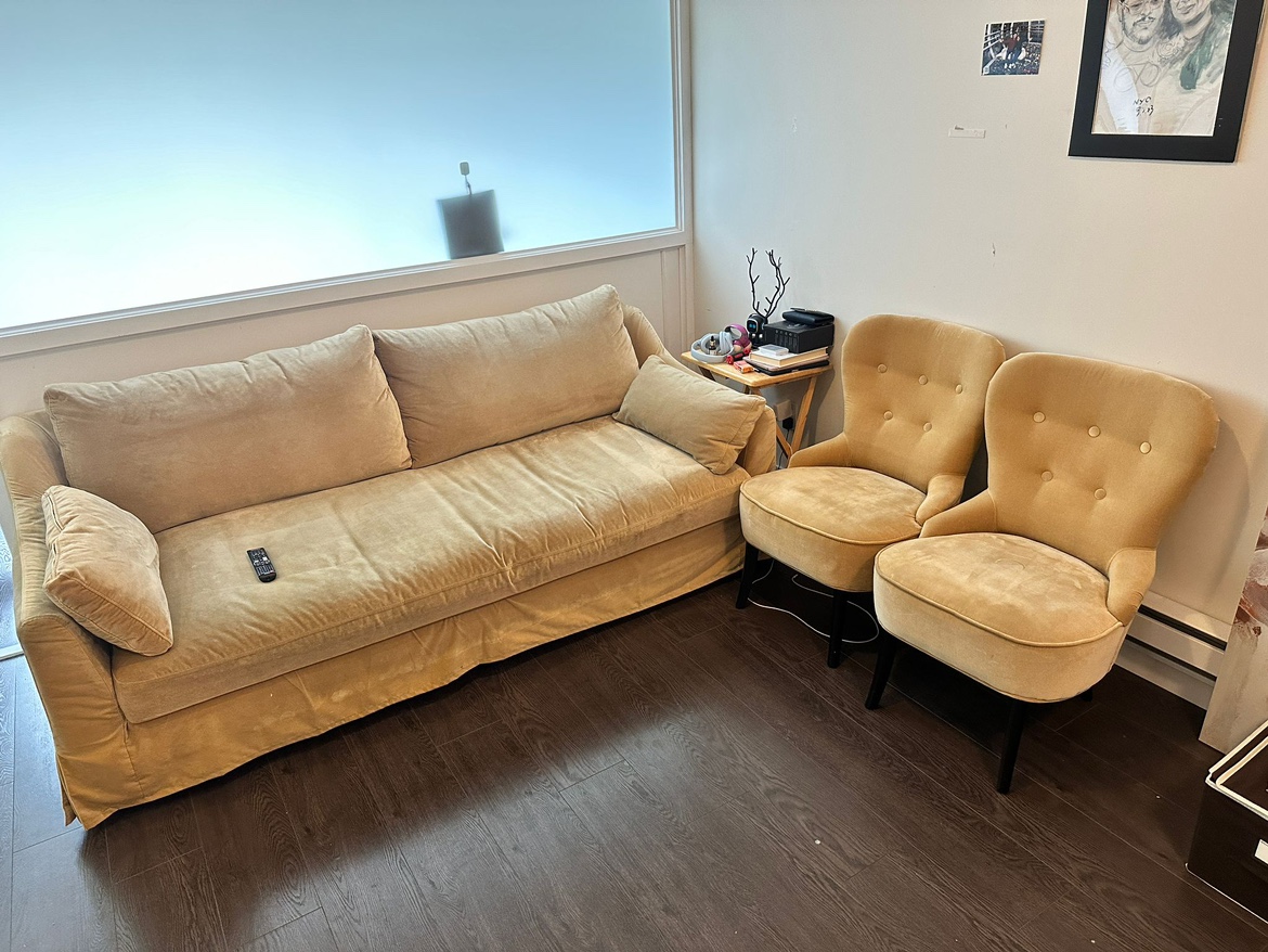 Ikea Sofa and Two Chairs