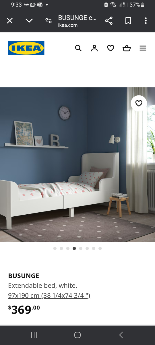 BUSUNGEExtendable bed, white, 97x190 cm (38 1/4x74 3/4 ") - photo 2