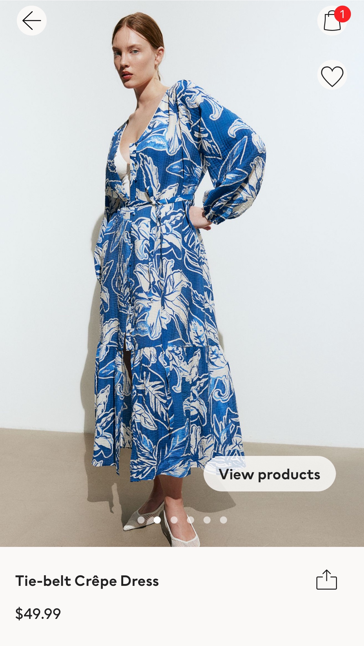 H&M tie-belt crepe dress image indicator(5)