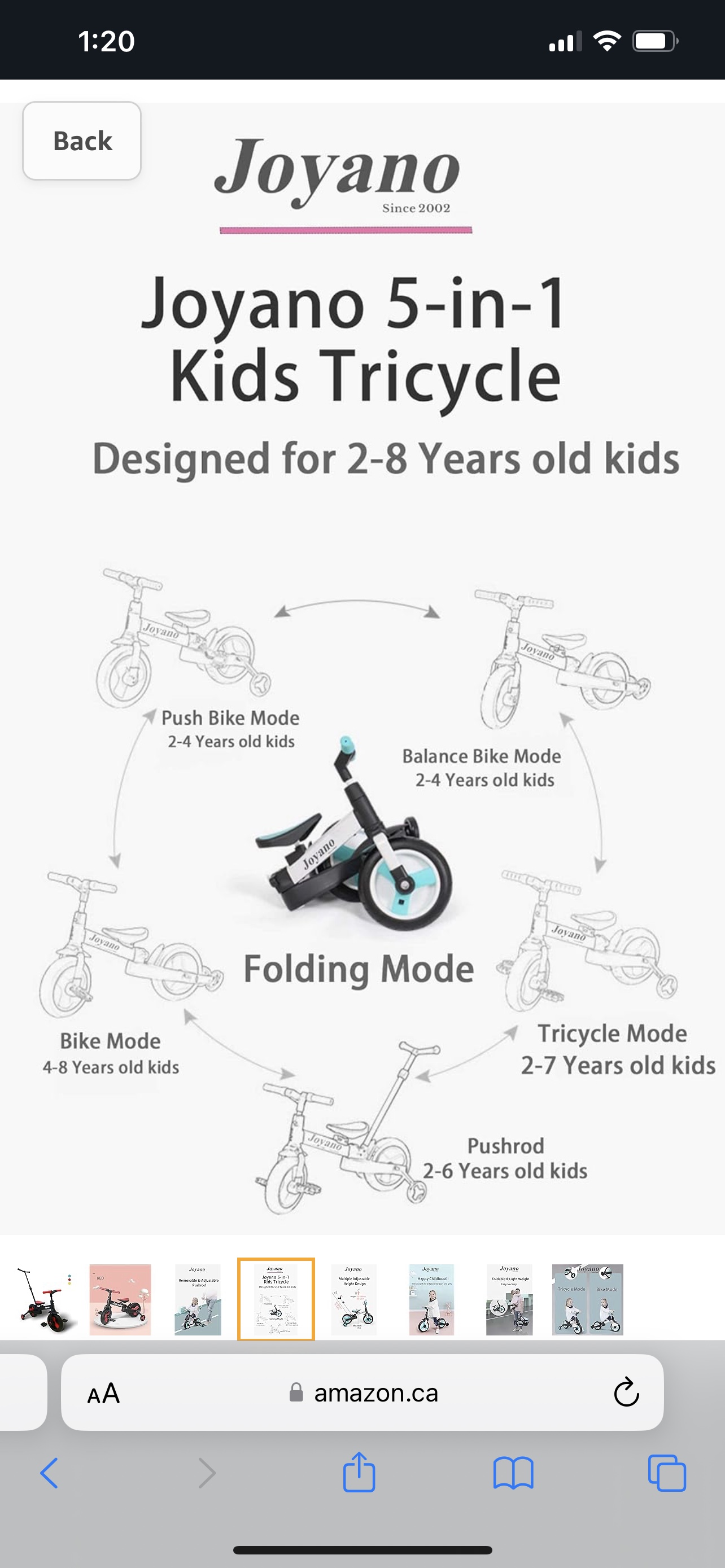 Joyano 5-in-1 Foldable Kids Tricycle (RED) - photo 3
