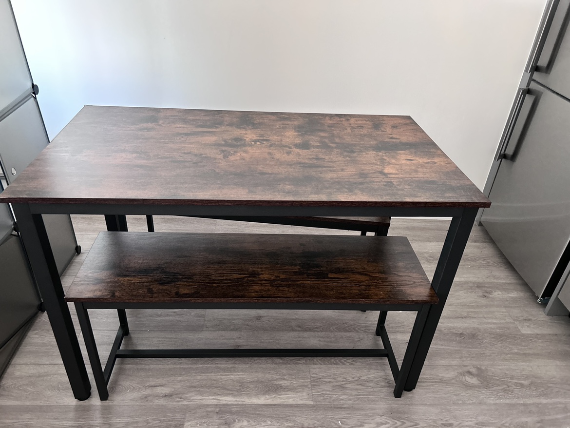 Dining table with benches