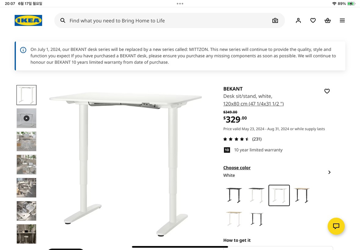 Ikea sit/stand desk