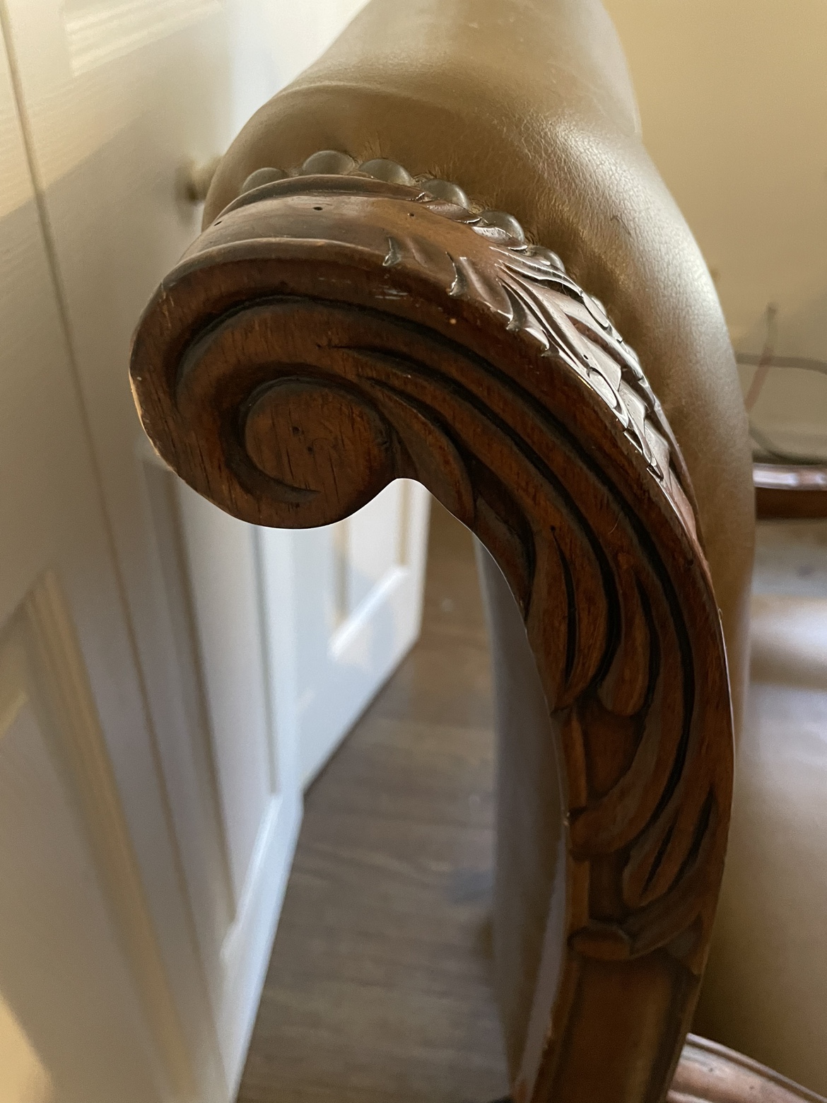 Fun brown leather and wood chair #freecycle - photo 2