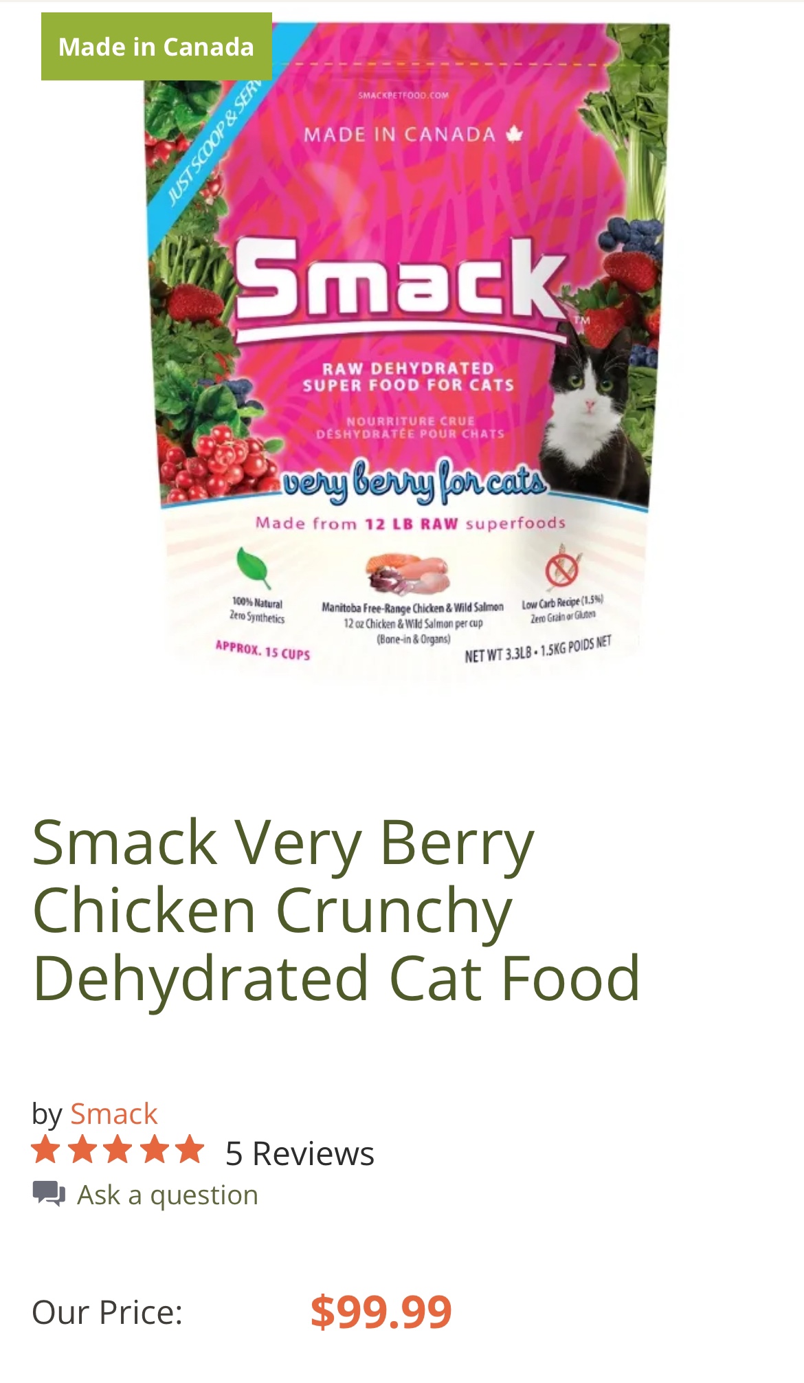 Cat food Smack very Barry and chicken dehydrated food - photo 3