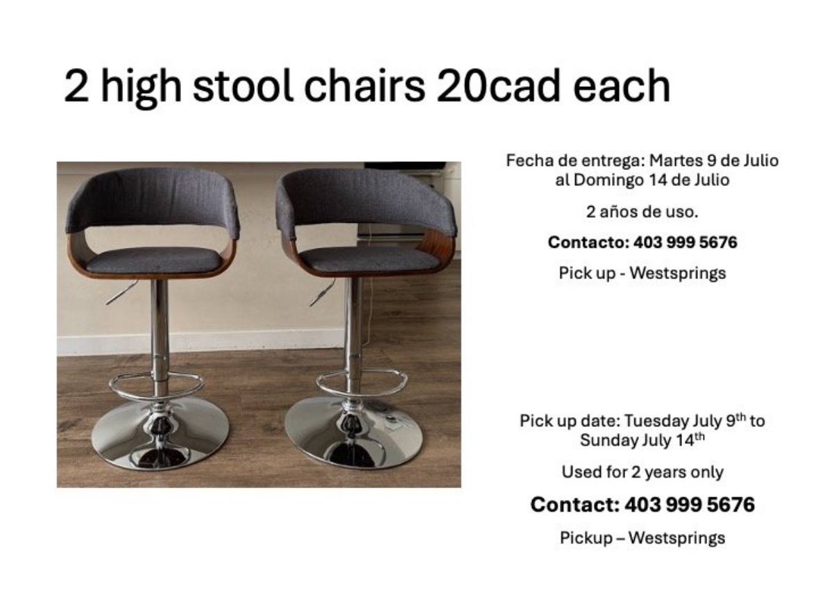 High stool chairs