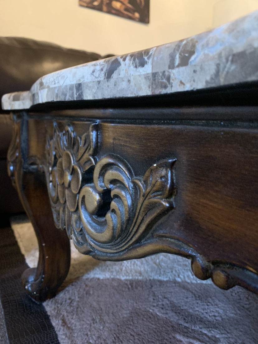 Vintage Marble Top Coffee Table Brown - photo 3