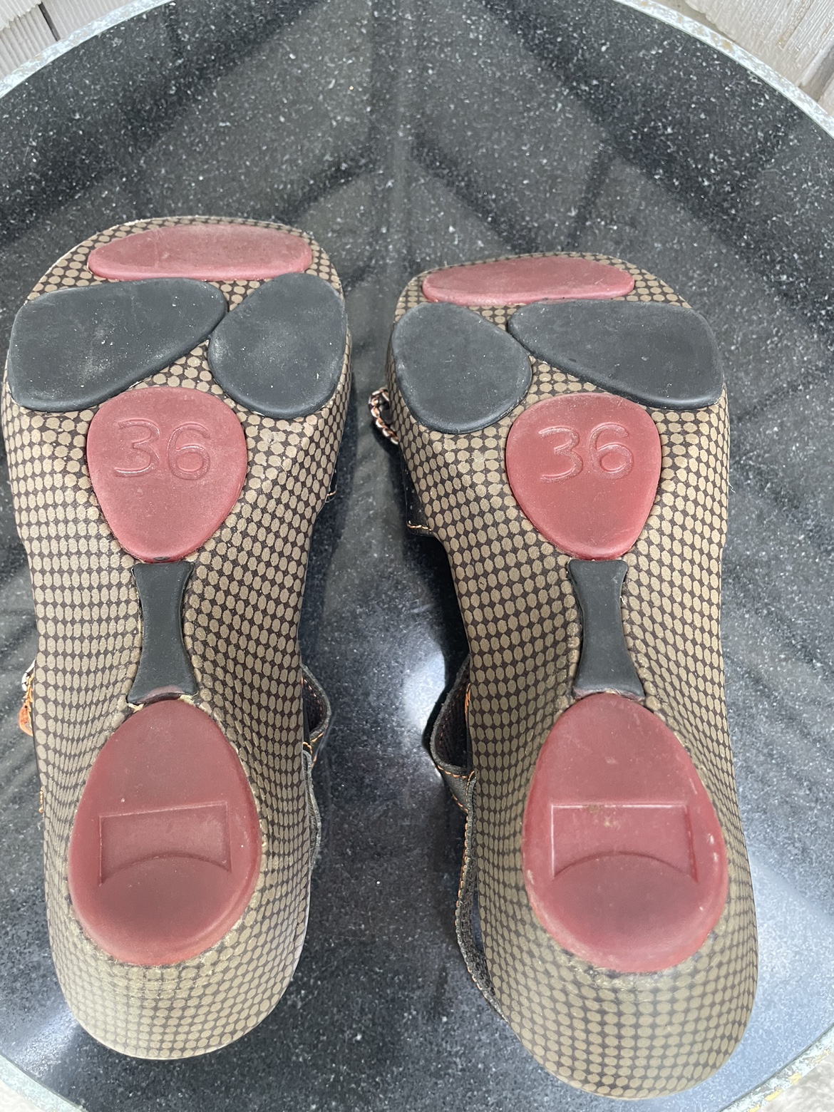 Camper Brown strapping wedge sandals women’s size 6, barely worn image indicator(3)