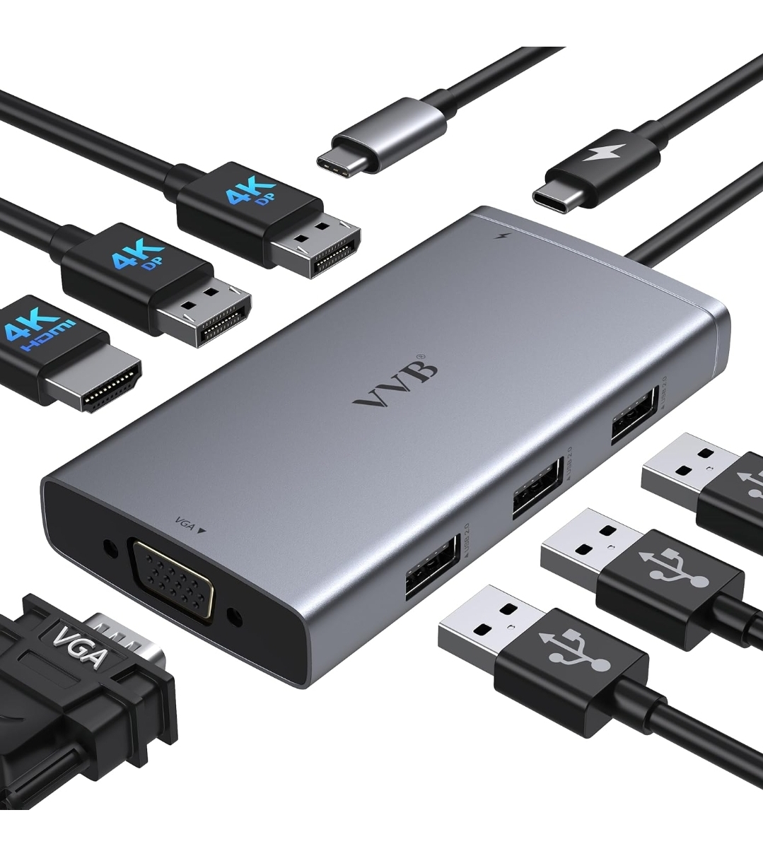 Usb C hub docking station 4k hdmi vga BRAND NEW thumbnail