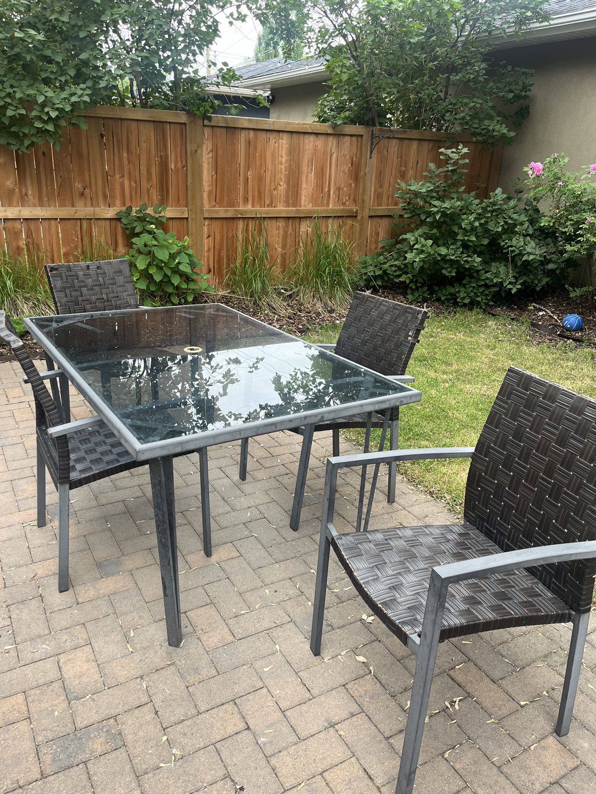 Patio table and four chairs