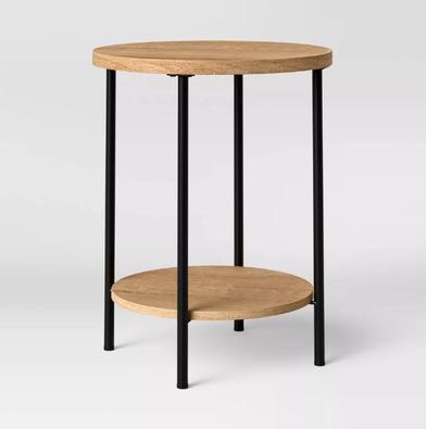 Wood and Metal Round End Table
